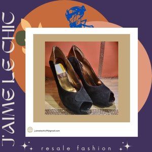 Guess Black Peep-Toe With Gold Heels